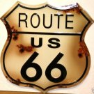 US ROUTE 66 TIN METAL SIGN BULLET HOLES US ROUTE 66 TIN METAL SIGN BULLET HOLES