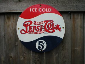 PEPSI-COLA  PORCELAIN-COATED RETRO METAL SIGN