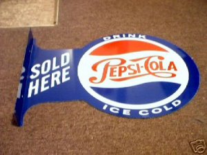 PEPSI COLA FLANGE RETRO TIN SIGN