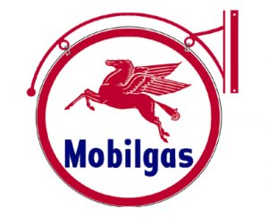 MOBILGAS DOUBLE SIDED HANGING METAL SIGN