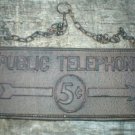 PUBLIC TELEPHONE SIGN  CAST IRON RUSTIC