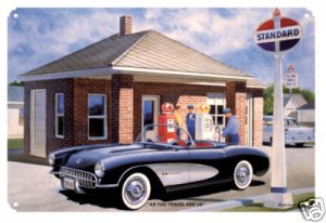 STANDARD GAS STATION AS YOU TRAVEL HEAVY STEEL SIGN