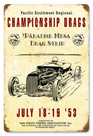 PARIDISE MESA DRAG STRIP TIN SIGN 24 GAUGE