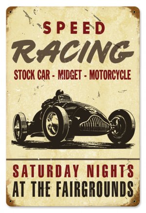 SPEED RACING SATURDAY NIGHTS TIN SIGN 24 GAUGE