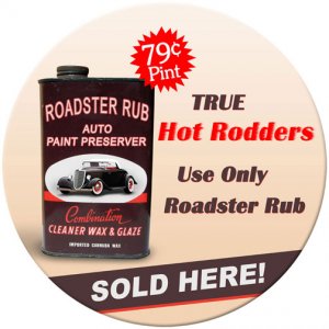 ROADSTER RUB AUTO PAINT PRESERVER METAL SIGN 24 GAUGE