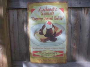 DREAMY DESSERT DELITE RETRO TIN ICE CREAM SIGN