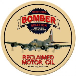 BOMBER RECLAIMED MOTOR OIL HEAVY METAL SIGN