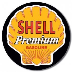 SHELL PREMIUM ROUND TIN SIGN