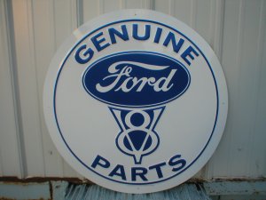 GENUINE FORD V8 PARTS 24" TIN SIGN