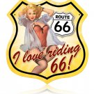 ROUTE 66 PINUP GIRL RIDING 66 METAL SIGN