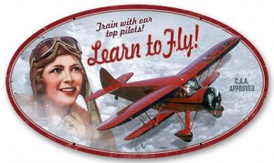 LEARN TO FLY HEAVY METAL OVAL SIGN