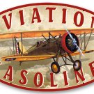 AVIATION GASOLINE HEAVY METAL OVAL SIGN