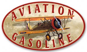 AVIATION GASOLINE HEAVY METAL OVAL SIGN