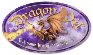 DRAGON OIL large oval metal sign