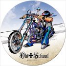 Old School Biker Chopper Heavy Metal Round Sign