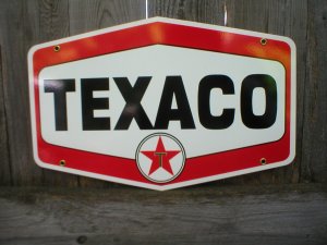 TEXACO HEXAGON DIE CUT HEAVY METAL SIGN