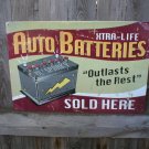 AUTO BATTERIES SOLD HERE TIN SIGN AUTO BATTERIES SOLD HERE TIN SIGN