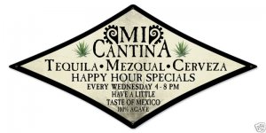 Mi Cantina mexican bar diamond shaped metal sign