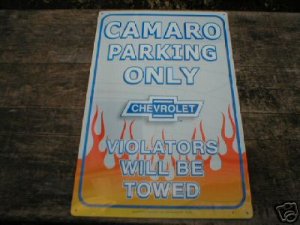 CAMARO PARKING ONLY TIN SIGN