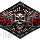 OUTLAWS BIKER CLUB diamond shaped Heavy Metal Sign OUTLAWS BIKER CLUB diamond shaped Heavy Metal Sign