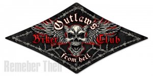 OUTLAWS BIKER CLUB diamond shaped Heavy Metal Sign