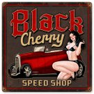 Black Cherry Speed Shop pin up girl HEAVY METAL SIGN Black Cherry Speed Shop pin up girl HEAVY METAL SIGN
