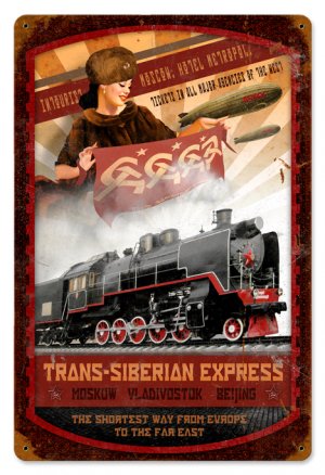 Trans Siberian Express railroad HEAVY METAL SIGN