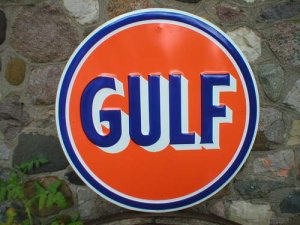 Gulf Gas 24" TIN SIGN blue orange