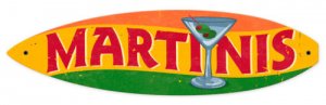 Martinis oval metal drink sign