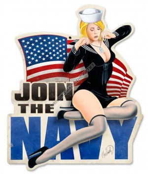 JOIN THE NAVY Heavy Diecut Metal Sign