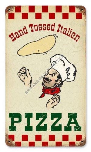 HAND TOSSED PIZZA Heavy Metal Sign