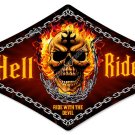 HELL RIDER DIAMOND SHAPE Heavy Metal Sign
