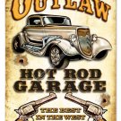 OUTLAW HOT ROD GARAGE Heavy Metal Sign