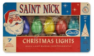 ST NICK CHRISTMAS LIGHTS Heavy Metal Sign