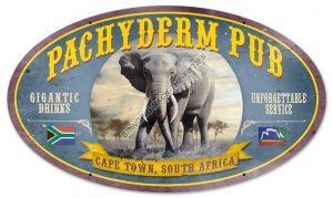 PACHYDERM PUB Heavy Oval Metal Sign