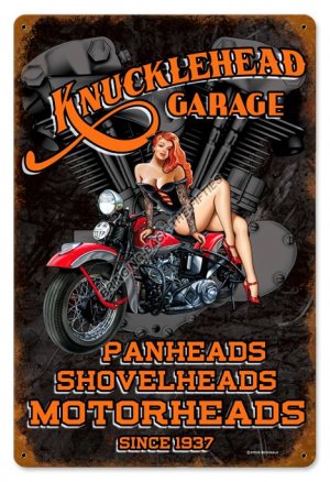 KNUCKLEHEAD GARAGE SINCE 1937 Heavy Metal Sign