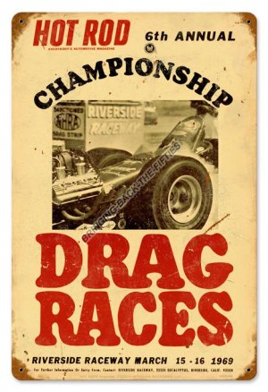 HOT ROD DRAG RACES RIVERSIDE Heavy Metal Sign