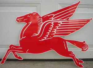 LARGE MOBILGAS PEGASUS FACING LEFT GAS STATION SIGN
