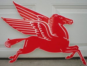 LARGE MOBILGAS PEGASUS FACING RIGHT GAS STATION SIGN