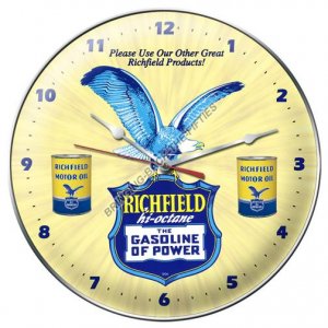 RICHFIELD HI OCTANE ROUND METAL CLOCK