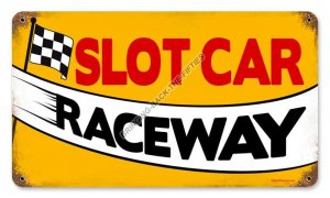 SLOT CAR RACEWAY HEAVY METAL SIGN