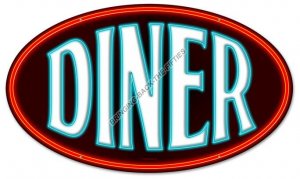DINER HEAVY METAL OVAL SIGN