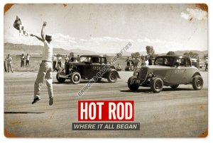 Drag Race Where It All Began HEAVY METAL ROUND SIGN