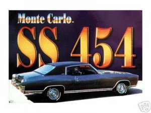 CHEVROLET MONTE CARLO SS 454 TIN SIGN