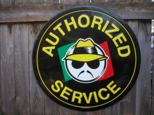 LOW RIDER AUTHORIZED SERVICE HEAVY METAL SIGN