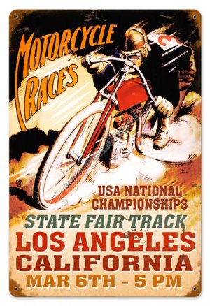 LA MOTORCYCLE RACES STATE FAIR TRACK Heavy Metal Sign