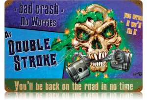 Double Stroke HEAVY MOTORCYCLE METAL SIGN
