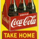TAKE HOME A CARTON COCA-COLA EMBOSSED METAL TIN SIGN TAKE HOME A CARTON COCA-COLA EMBOSSED METAL TIN SIGN
