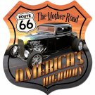 ROUTE 66 HOT ROD SHIELD LARGE METAL SIGN ROUTE 66 HOT ROD SHIELD LARGE METAL SIGN
