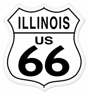ILLINOIS US 66 SHIELD LARGE METAL SIGN